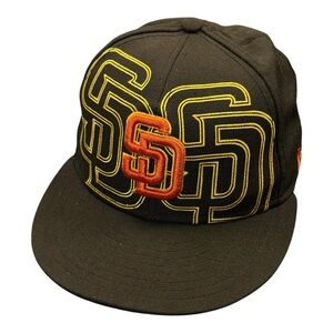 New Era 59FIFTY San Diego Padres Hat 7 1/8 Brown Gold Orange Fitted MLB Cap Logo